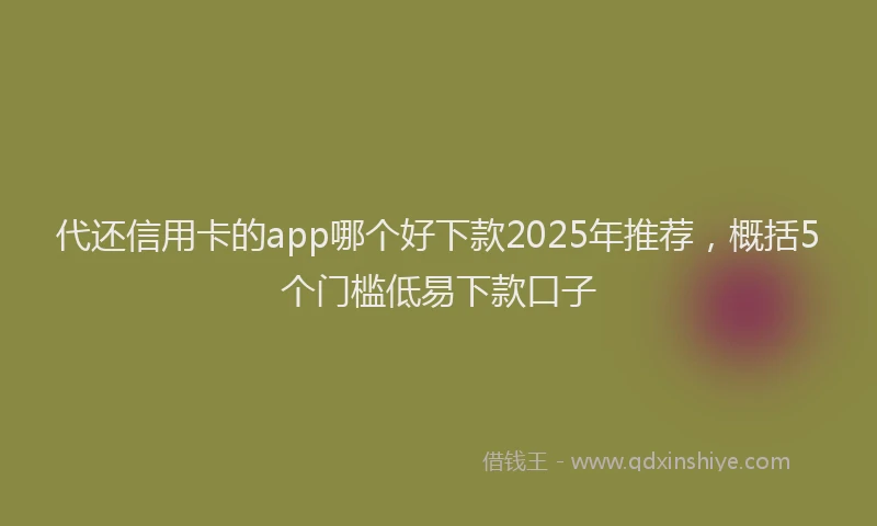 代还信用卡的app哪个好下款2025年推荐，概括5个门槛低易下款口子