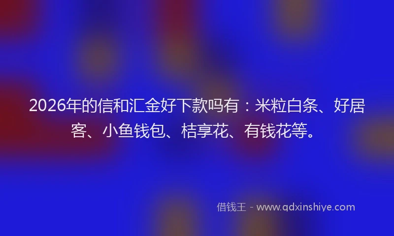 2026年的信和汇金好下款吗有：米粒白条、好居客、小鱼钱包、桔享花、有钱花等。