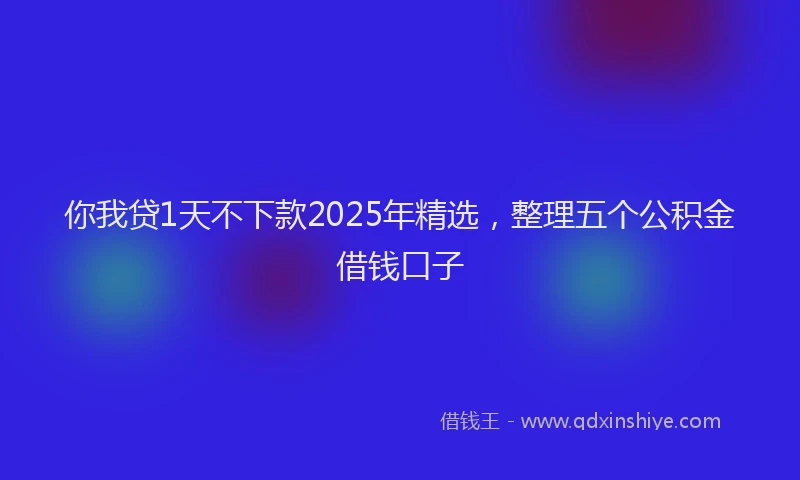你我贷1天不下款2025年精选，整理五个公积金借钱口子