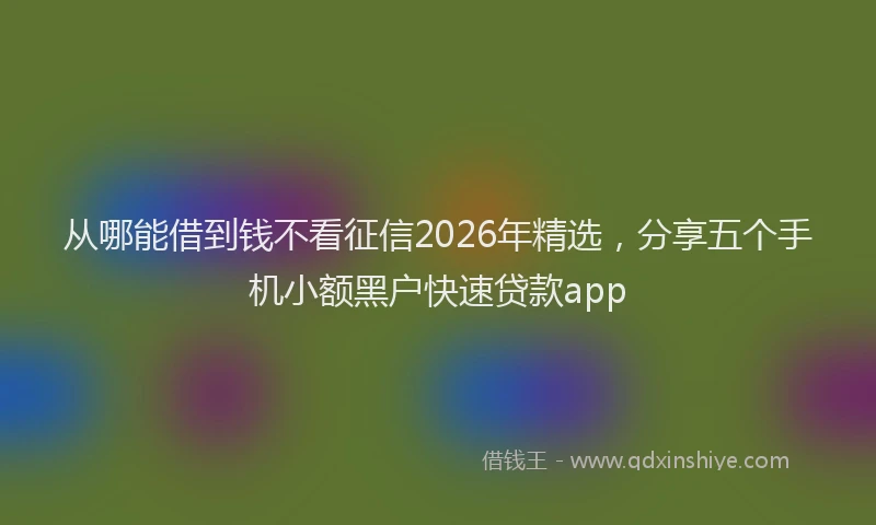 从哪能借到钱不看征信2026年精选，分享五个手机小额黑户快速贷款app