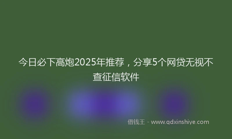 今日必下高炮2025年推荐，分享5个网贷无视不查征信软件