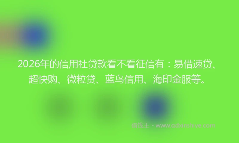 2026年的信用社贷款看不看征信有:易借速贷、超快购、微粒贷、蓝鸟信用、海印金服等。