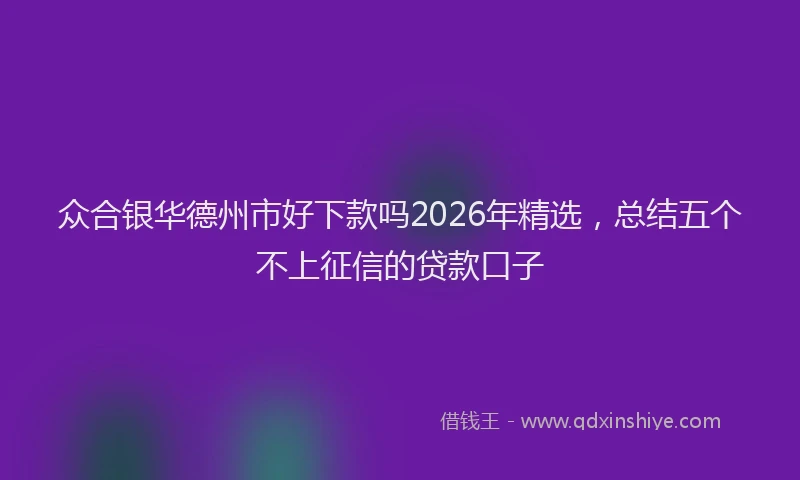 众合银华德州市好下款吗2026年精选，总结五个不上征信的贷款口子
