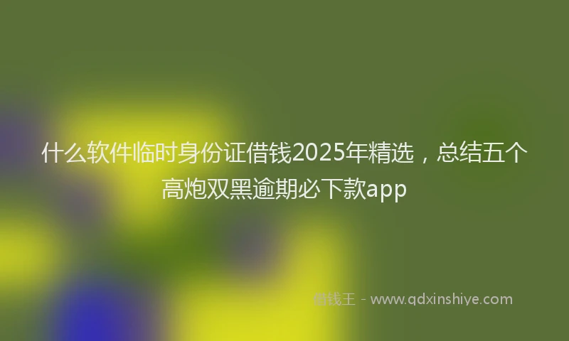 什么软件临时身份证借钱2025年精选，总结五个高炮双黑逾期必下款app