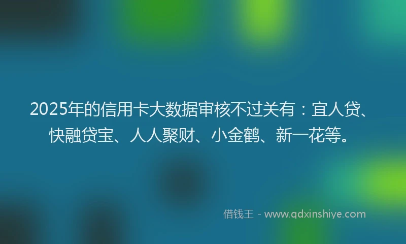 2025年的信用卡大数据审核不过关有：宜人贷、快融贷宝、人人聚财、小金鹤、新一花等。