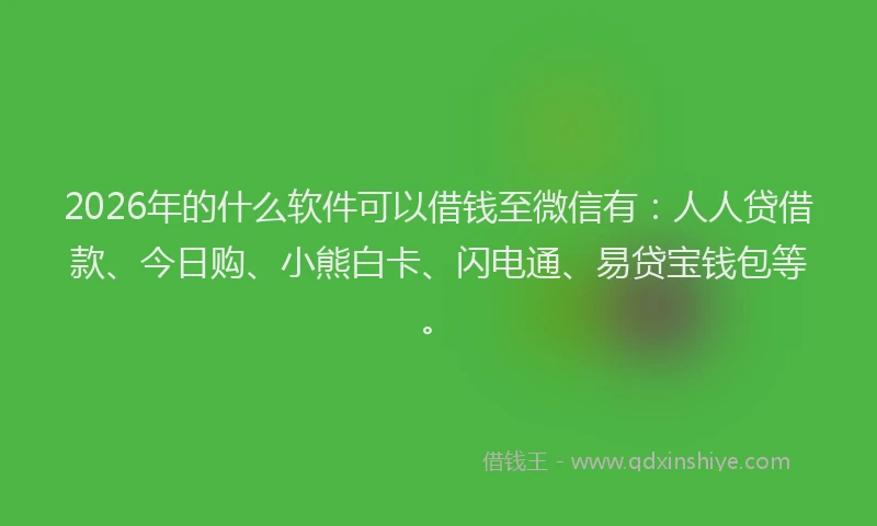 2026年的什么软件可以借钱至微信有：人人贷借款、今日购、小熊白卡、闪电通、易贷宝钱包等。