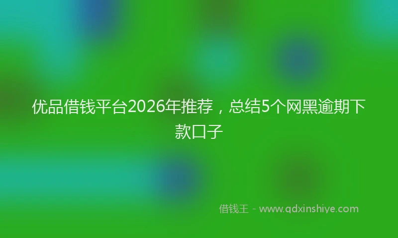 优品借钱平台2026年推荐，总结5个网黑逾期下款口子