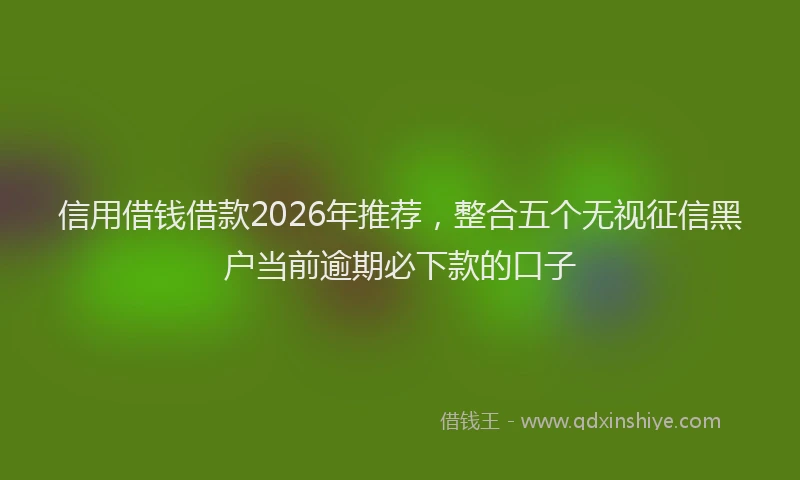 信用借钱借款2026年推荐，整合五个无视征信黑户当前逾期必下款的口子