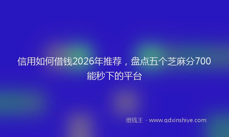 信用如何借钱2026年推荐，盘点五个芝麻分700能秒下的平台