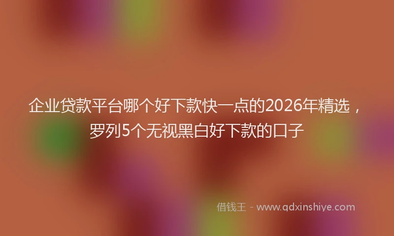 企业贷款平台哪个好下款快一点的2026年精选，罗列5个无视黑白好下款的口子