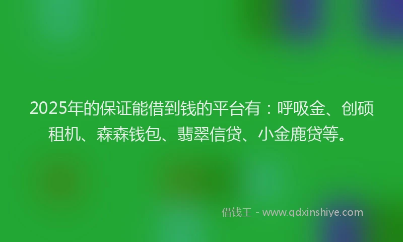 2025年的保证能借到钱的平台有：呼吸金、创硕租机、森森钱包、翡翠信贷、小金鹿贷等。