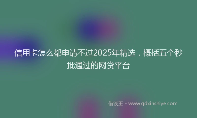 信用卡怎么都申请不过2025年精选，概括五个秒批通过的网贷平台