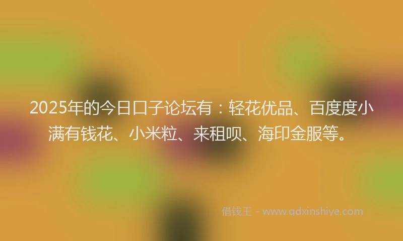 2025年的今日口子论坛有：轻花优品、百度度小满有钱花、小米粒、来租呗、海印金服等。