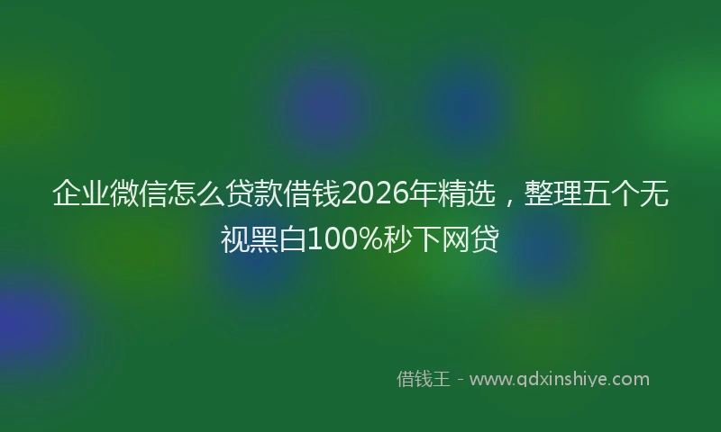 企业微信怎么贷款借钱2026年精选,整理五个无视黑白100%秒下网贷