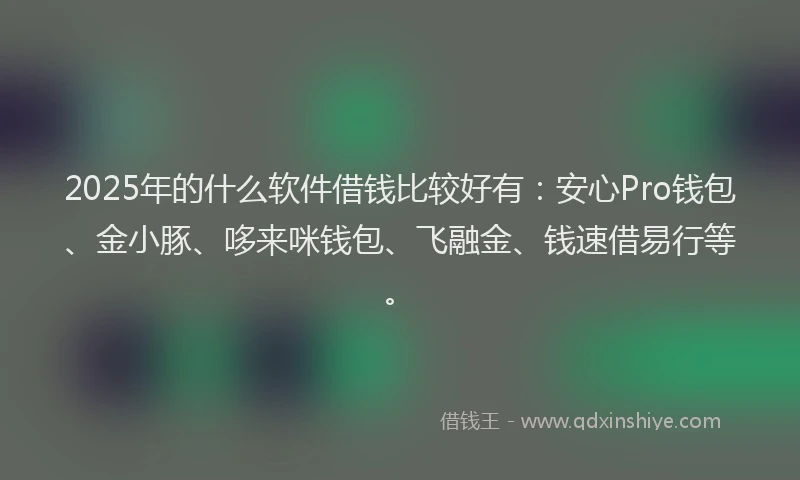 2025年的什么软件借钱比较好有：安心Pro钱包、金小豚、哆来咪钱包、飞融金、钱速借易行等。
