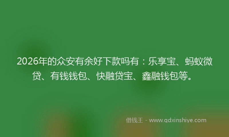 2026年的众安有余好下款吗有:乐享宝、蚂蚁微贷、有钱钱包、快融贷宝、鑫融钱包等。