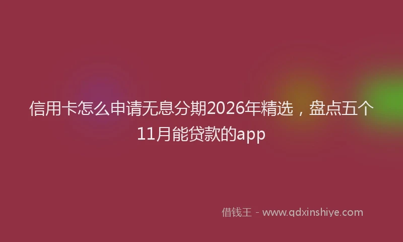 信用卡怎么申请无息分期2026年精选，盘点五个11月能贷款的app