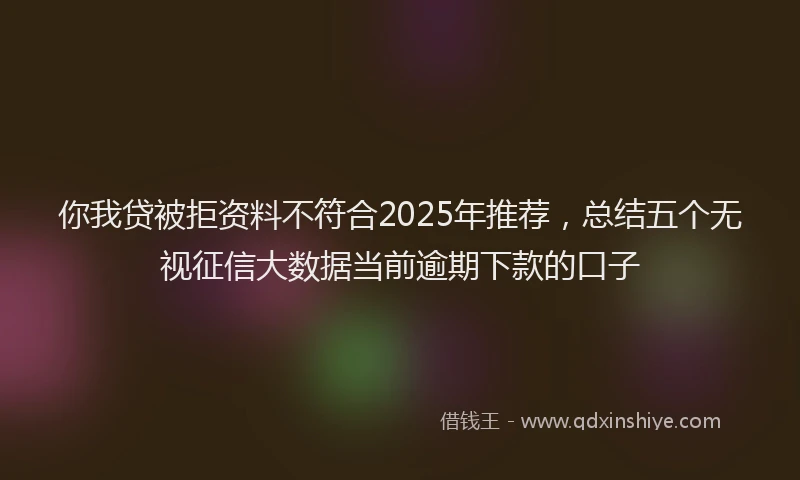 你我贷被拒资料不符合2025年推荐，总结五个无视征信大数据当前逾期下款的口子