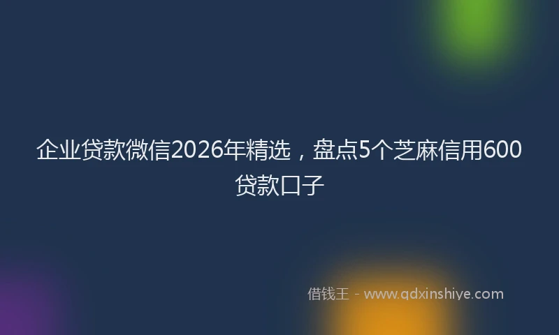 企业贷款微信2026年精选,盘点5个芝麻信用600贷款口子
