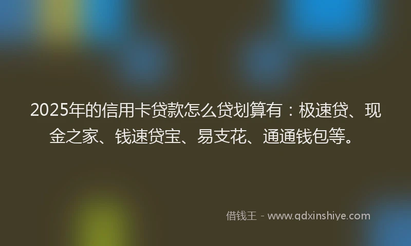 2025年的信用卡贷款怎么贷划算有：极速贷、现金之家、钱速贷宝、易支花、通通钱包等。