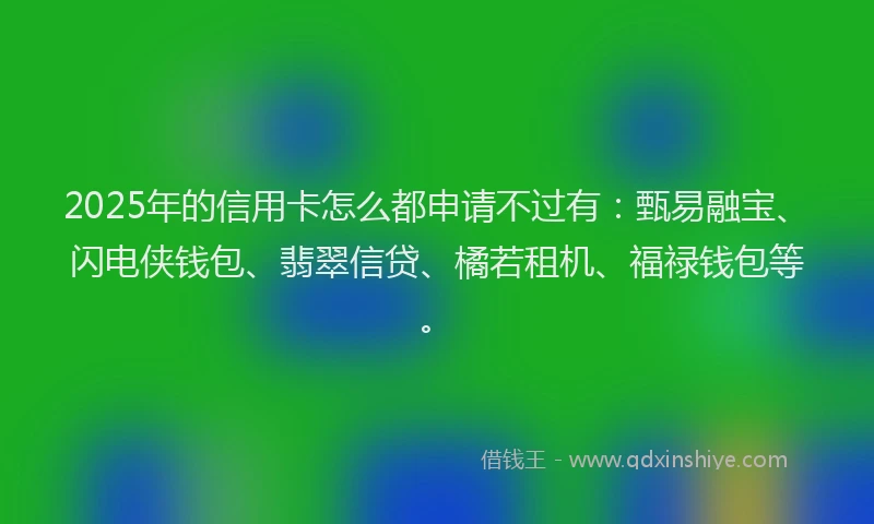 2025年的信用卡怎么都申请不过有：甄易融宝、闪电侠钱包、翡翠信贷、橘若租机、福禄钱包等。