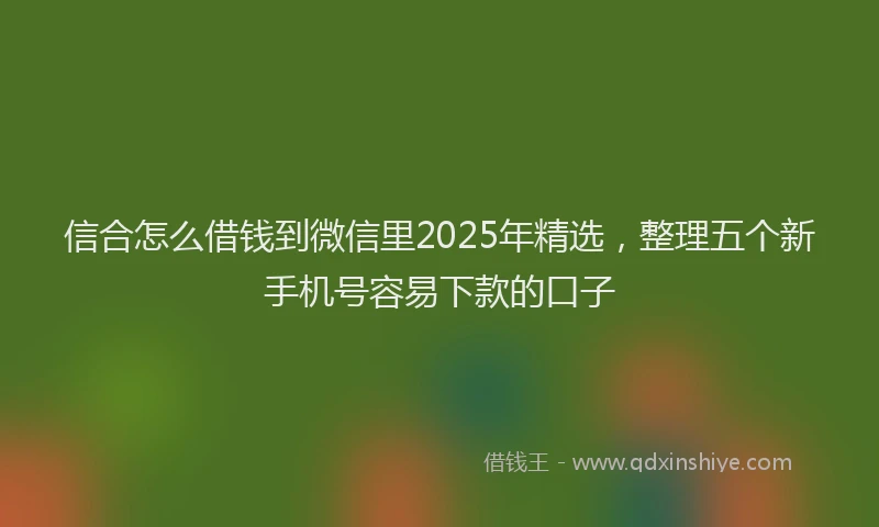信合怎么借钱到微信里2025年精选,整理五个新手机号容易下款的口子