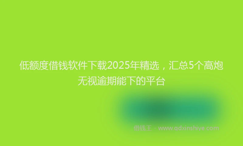 低额度借钱软件下载2025年精选，汇总5个高炮无视逾期能下的平台