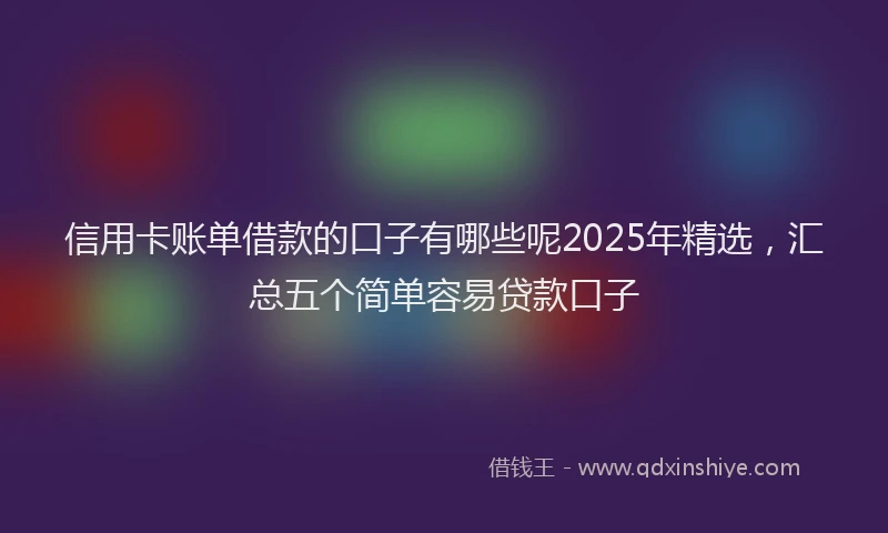 信用卡账单借款的口子有哪些呢2025年精选，汇总五个简单容易贷款口子