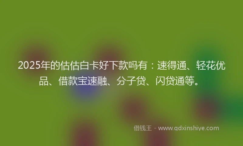 2025年的估估白卡好下款吗有：速得通、轻花优品、借款宝速融、分子贷、闪贷通等。