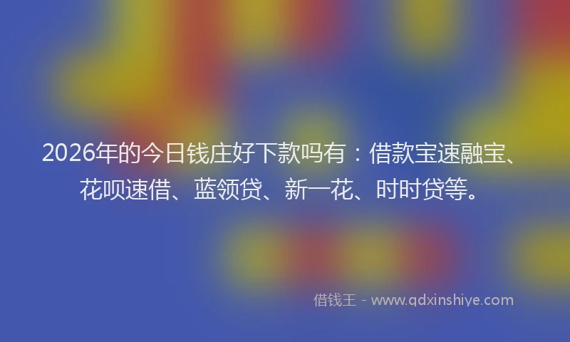 2026年的今日钱庄好下款吗有：借款宝速融宝、花呗速借、蓝领贷、新一花、时时贷等。