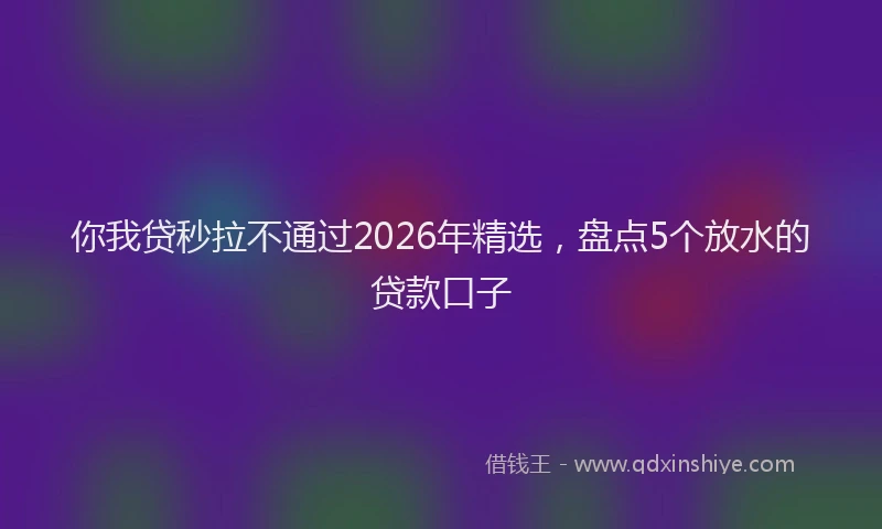你我贷秒拉不通过2026年精选，盘点5个放水的贷款口子