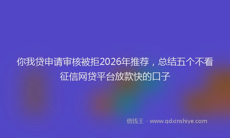 你我贷申请审核被拒2026年推荐，总结五个不看征信网贷平台放款快的口子