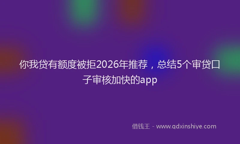 你我贷有额度被拒2026年推荐，总结5个审贷口子审核加快的app