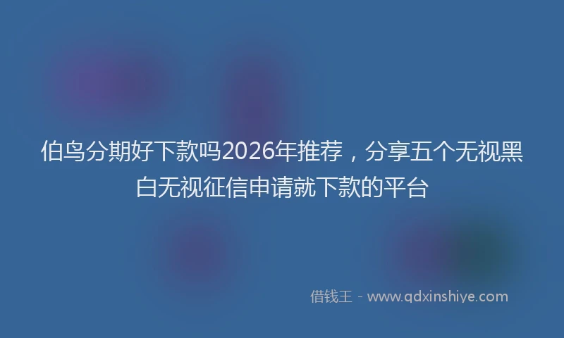 伯鸟分期好下款吗2026年推荐，分享五个无视黑白无视征信申请就下款的平台