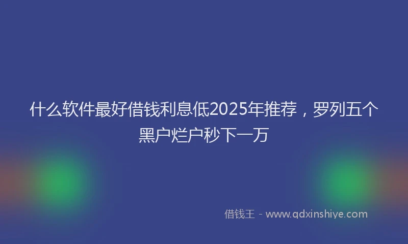 什么软件最好借钱利息低2025年推荐,罗列五个黑户烂户秒下一万