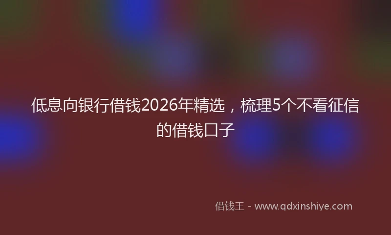 低息向银行借钱2026年精选，梳理5个不看征信的借钱口子
