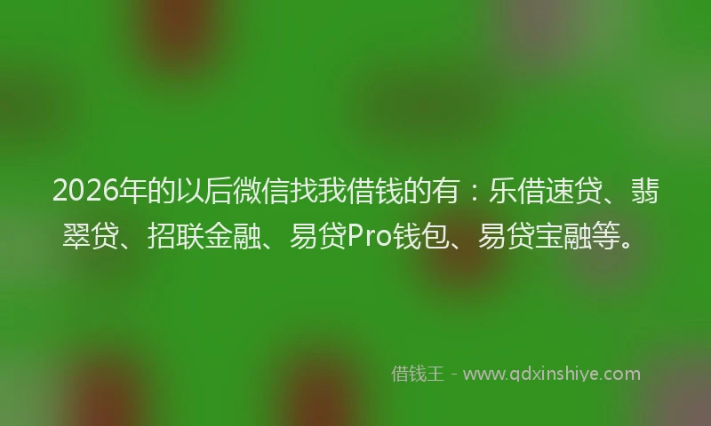 2026年的以后微信找我借钱的有:乐借速贷、翡翠贷、招联金融、易贷Pro钱包、易贷宝融等。