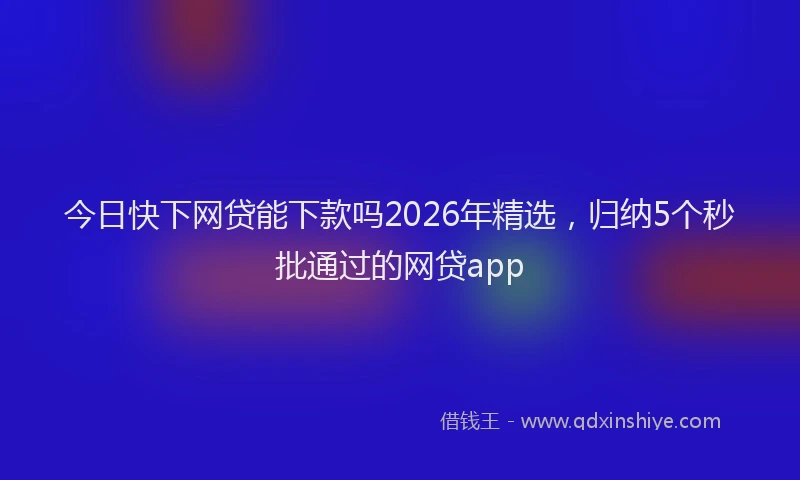 今日快下网贷能下款吗2026年精选，归纳5个秒批通过的网贷app