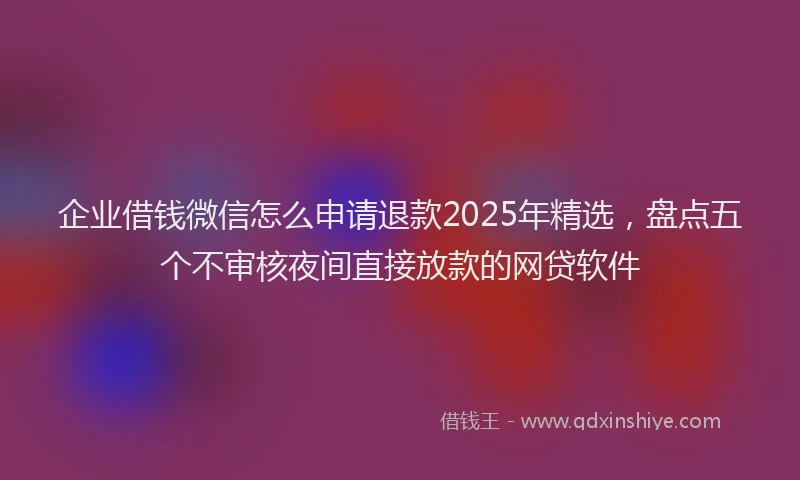 企业借钱微信怎么申请退款2025年精选,盘点五个不审核夜间直接放款的网贷软件
