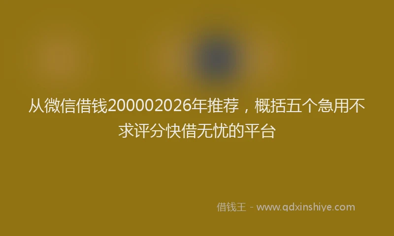 从微信借钱200002026年推荐,概括五个急用不求评分快借无忧的平台