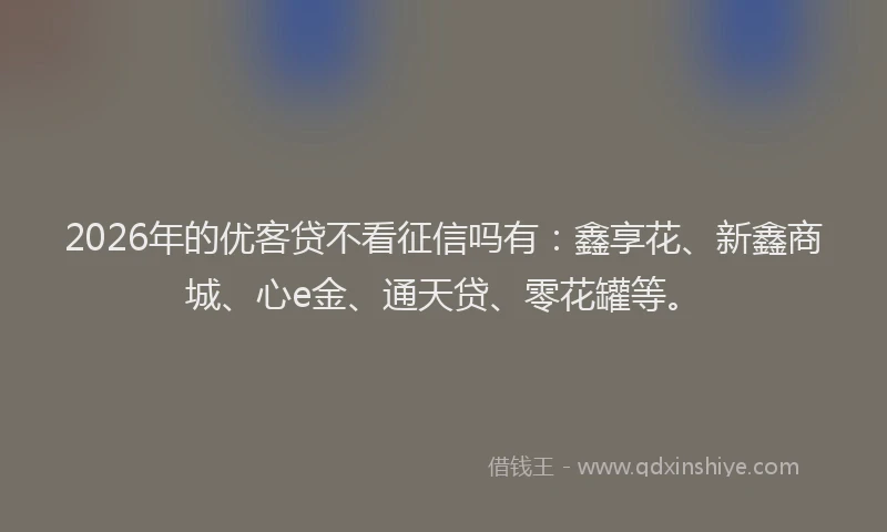 2026年的优客贷不看征信吗有：鑫享花、新鑫商城、心e金、通天贷、零花罐等。