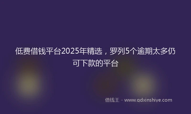 低费借钱平台2025年精选，罗列5个逾期太多仍可下款的平台