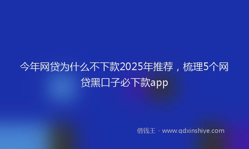 今年网贷为什么不下款2025年推荐,梳理5个网贷黑口子必下款app