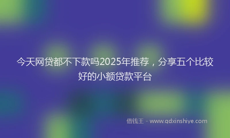 今天网贷都不下款吗2025年推荐，分享五个比较好的小额贷款平台