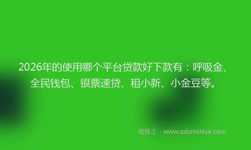 2026年的使用哪个平台贷款好下款有:呼吸金、全民钱包、银票速贷、租小新、小金豆等。