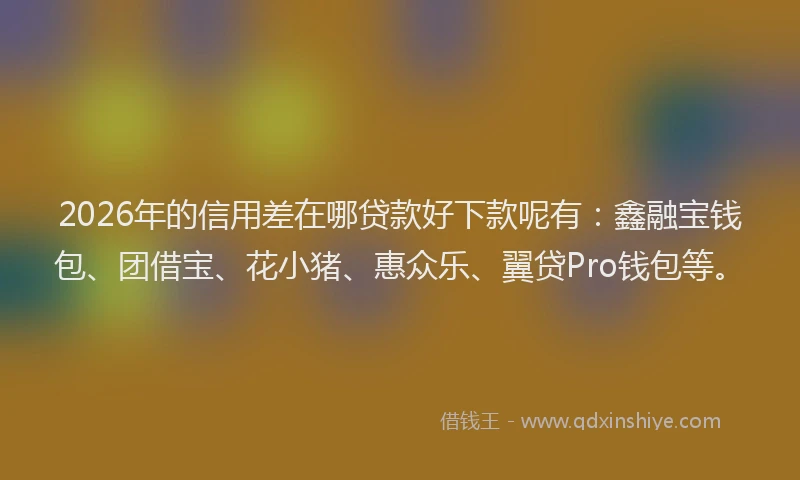 2026年的信用差在哪贷款好下款呢有：鑫融宝钱包、团借宝、花小猪、惠众乐、翼贷Pro钱包等。