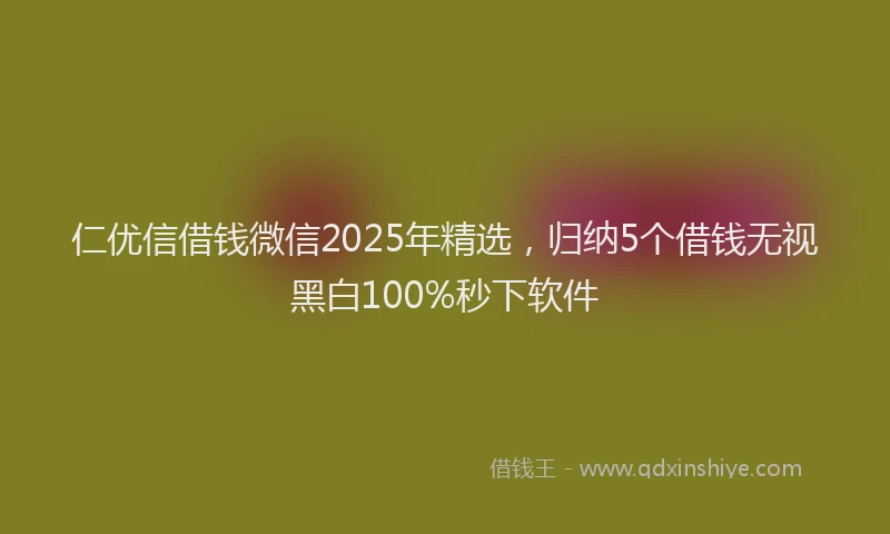 仁优信借钱微信2025年精选，归纳5个借钱无视黑白100%秒下软件