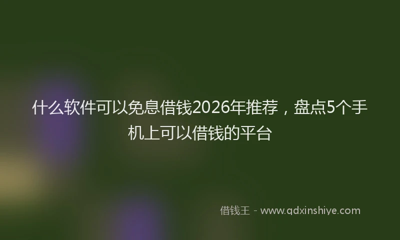 什么软件可以免息借钱2026年推荐，盘点5个手机上可以借钱的平台