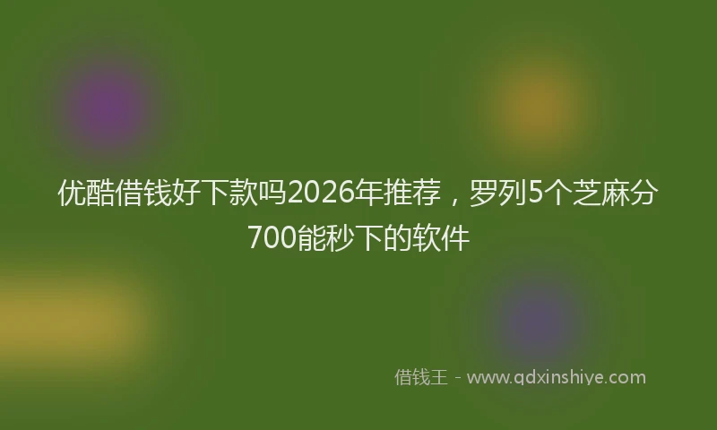 优酷借钱好下款吗2026年推荐，罗列5个芝麻分700能秒下的软件