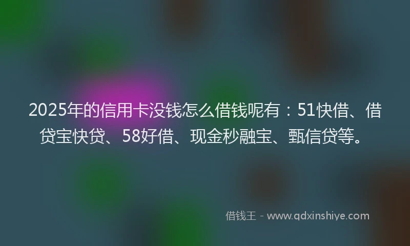 2025年的信用卡没钱怎么借钱呢有：51快借、借贷宝快贷、58好借、现金秒融宝、甄信贷等。